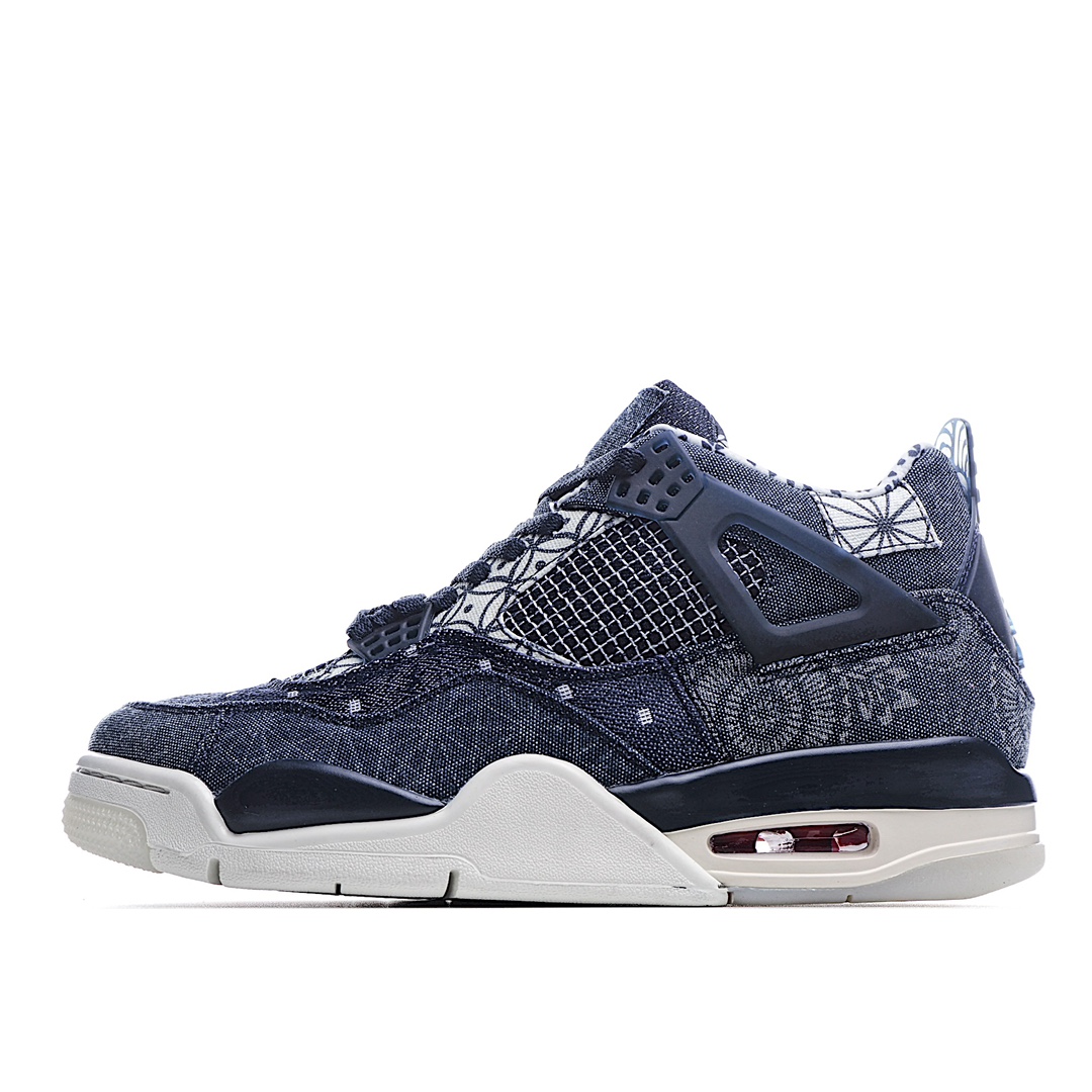 H5 Air Jordan 4 Retro”Deep Ocean” 蓝白牛仔 刺子绣 文化篮球鞋
