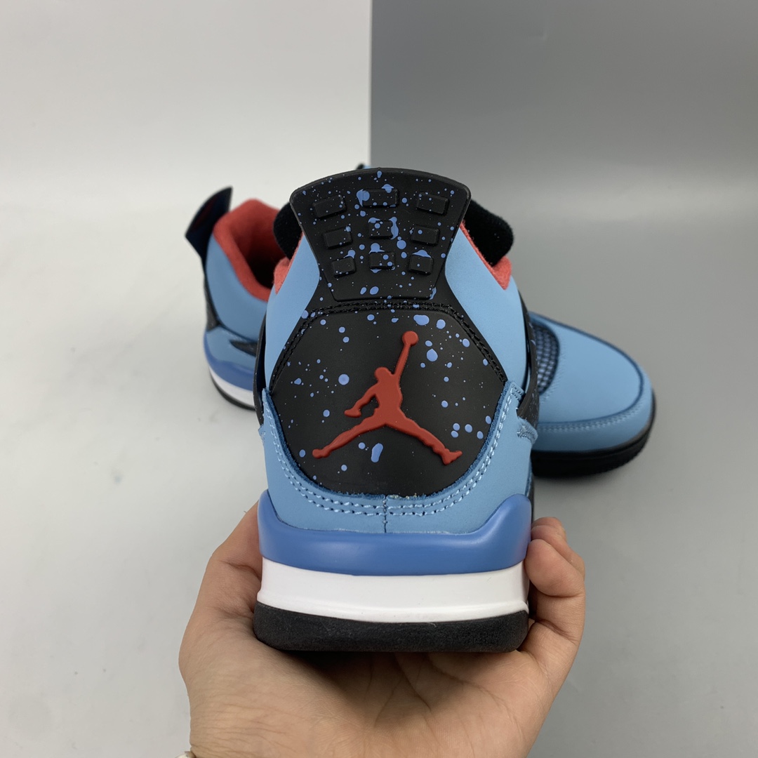 220 Nike Air Jordan 4 x Travis Scott Cactus Jack TS 联名 冰蓝 AJ4 乔4 迈克尔·乔丹AJ4代中帮复古休闲运动文化篮球鞋 308497-406