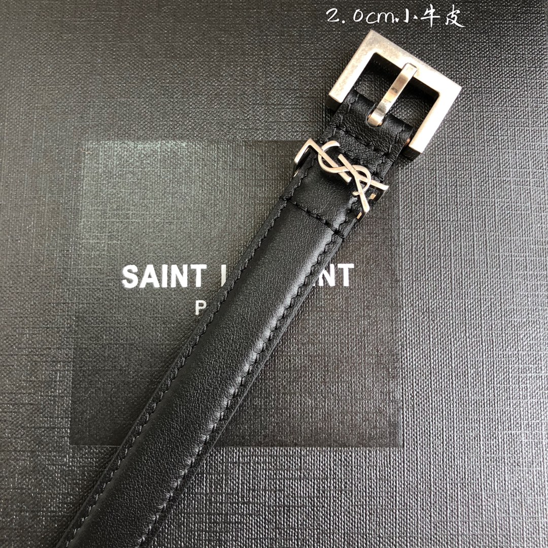 YSL平纹顶级小牛皮软腰带2.0cm