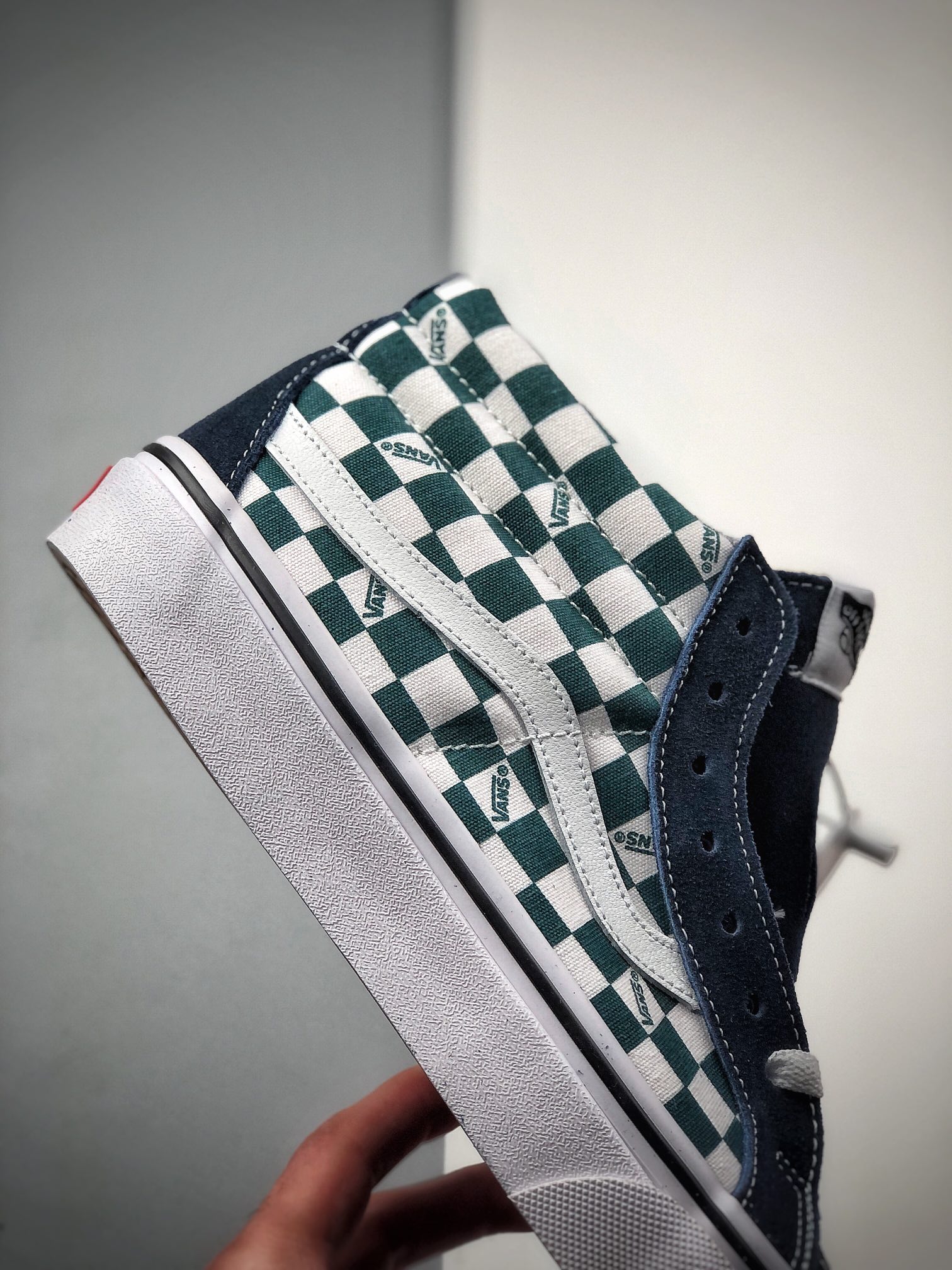 150  Vans范斯官方 绿白棋盘格 男鞋女鞋Sk8-Mid中帮板鞋运动鞋