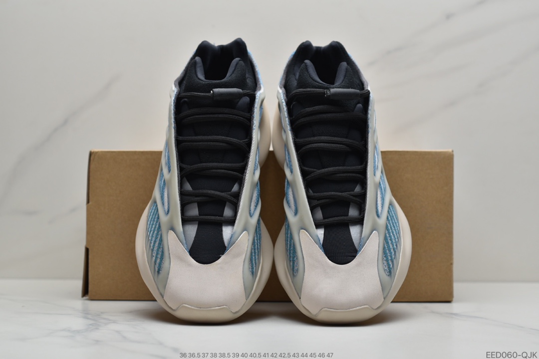 360 Kanye West x Adidas Yeezy 700 V3”Kyanite”低帮复古休闲运动穿搭慢跑鞋“蛋壳白亚里蓝异形夜光”GY0260