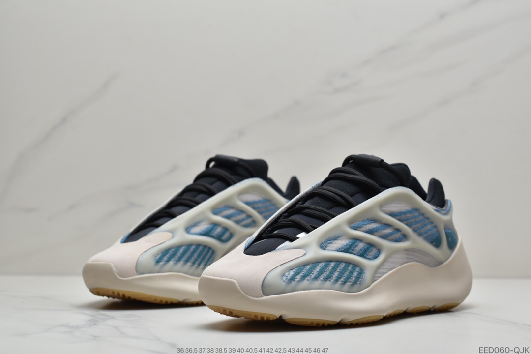 360 Kanye West x Adidas Yeezy 700 V3”Kyanite”低帮复古休闲运动穿搭慢跑鞋“蛋壳白亚里蓝异形夜光”GY0260