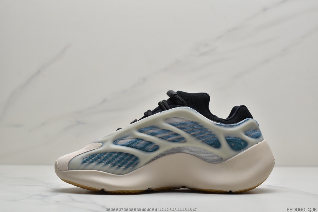 360 Kanye West x Adidas Yeezy 700 V3”Kyanite”低帮复古休闲运动穿搭慢跑鞋“蛋壳白亚里蓝异形夜光”GY0260