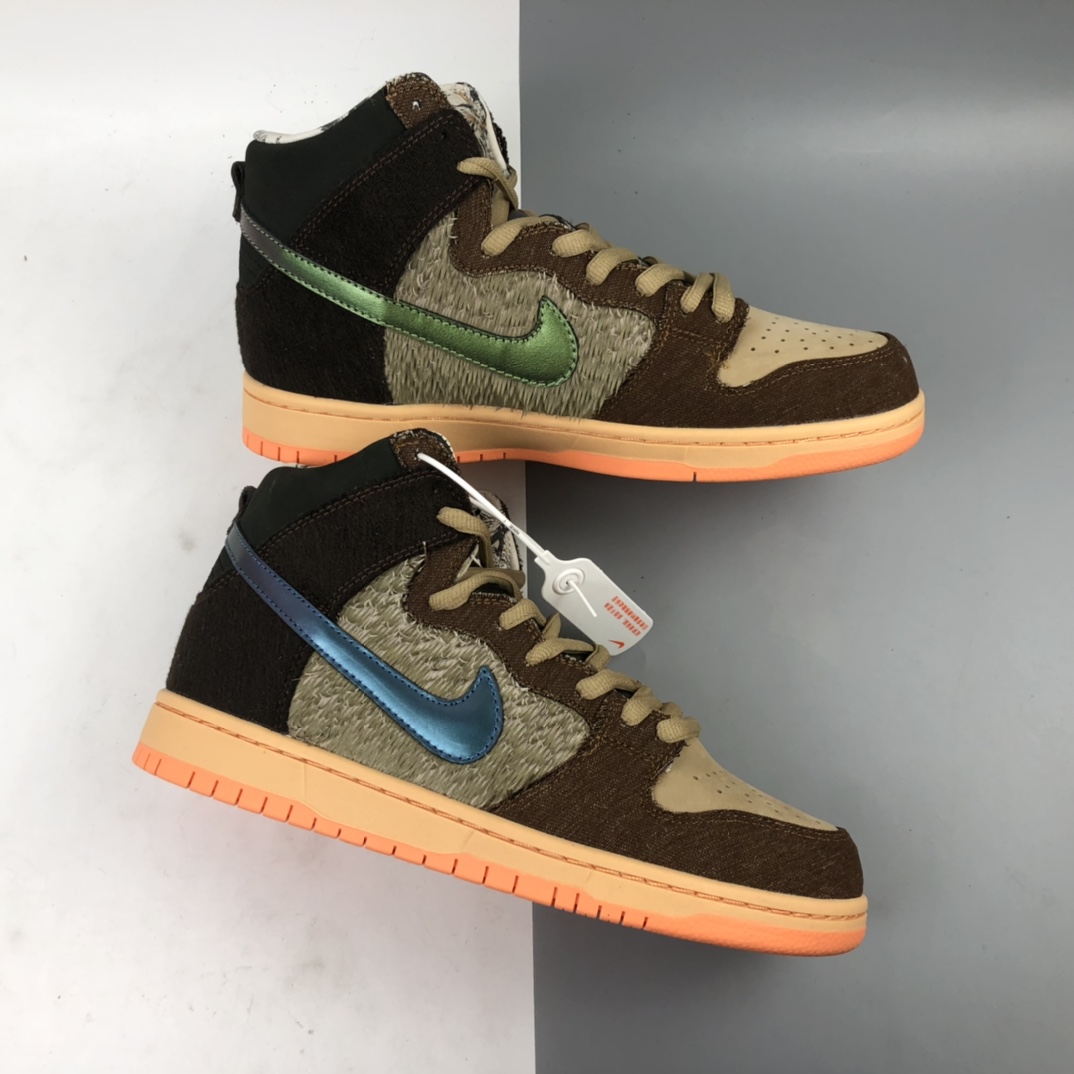480 Concepts x Nk SB Dunk High”Turdunken”OD DM扣篮系列高帮休闲运动滑板板鞋“烤鸭棕绿野鸭” DC6887-200