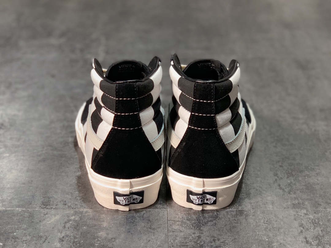 160 Vans SK8-Hi 黑白大棋盘格 拼接硫化板鞋