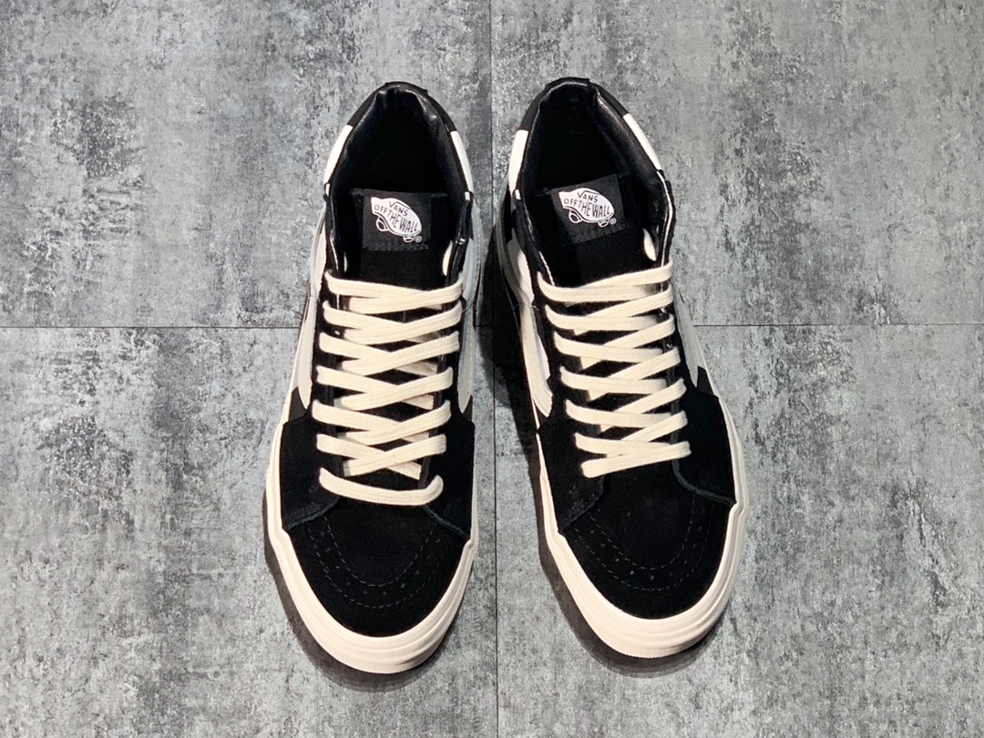 160 Vans SK8-Hi 黑白大棋盘格 拼接硫化板鞋