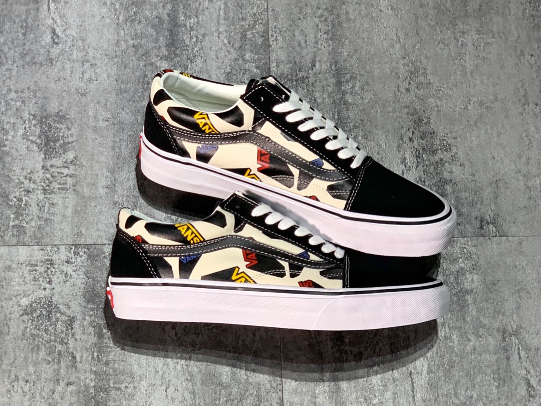 150 Vans Old Skool 彩色Logo字母印花 超轻且舒适鞋垫 休闲硫化板鞋