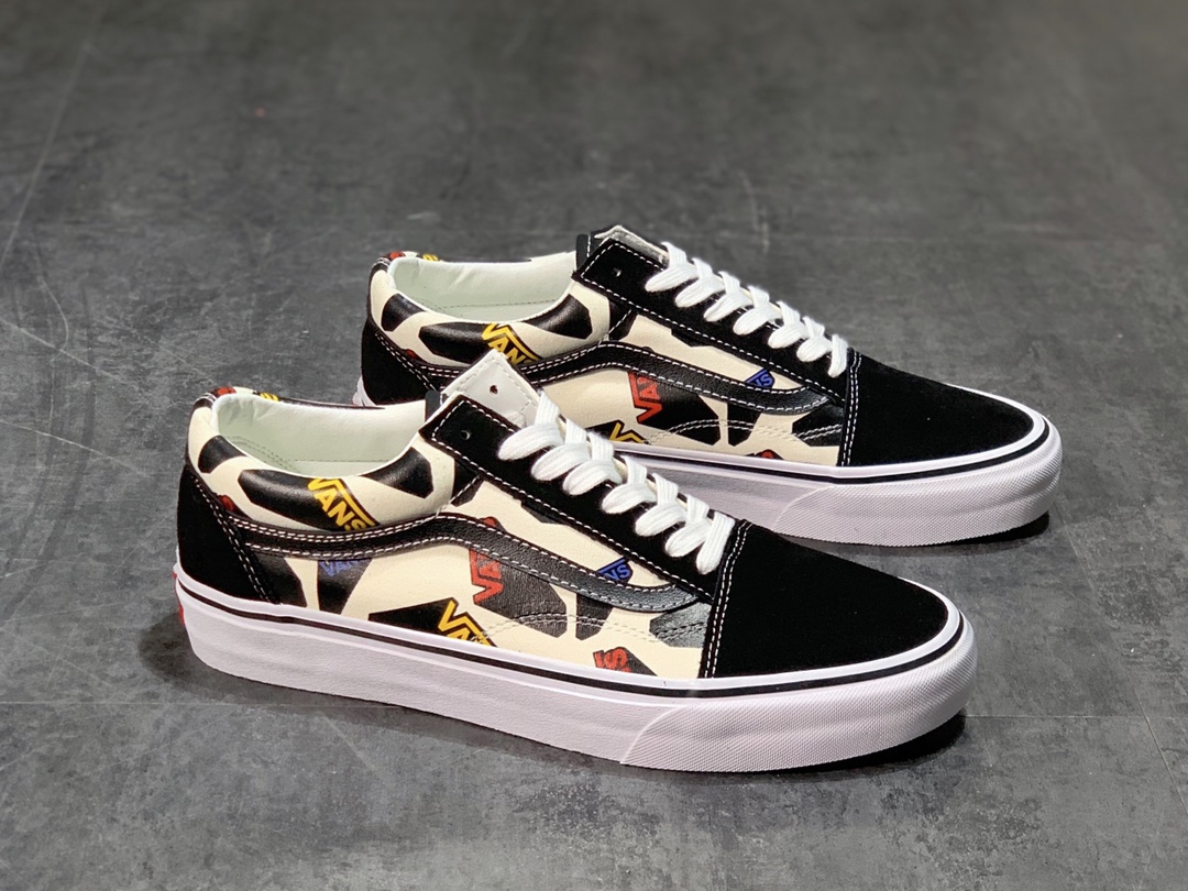 150 Vans Old Skool 彩色Logo字母印花 超轻且舒适鞋垫 休闲硫化板鞋