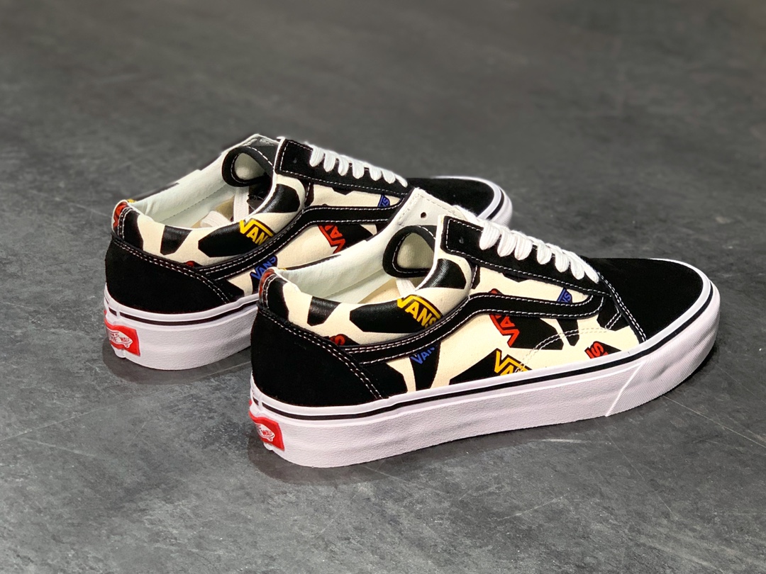 150 Vans Old Skool 彩色Logo字母印花 超轻且舒适鞋垫 休闲硫化板鞋