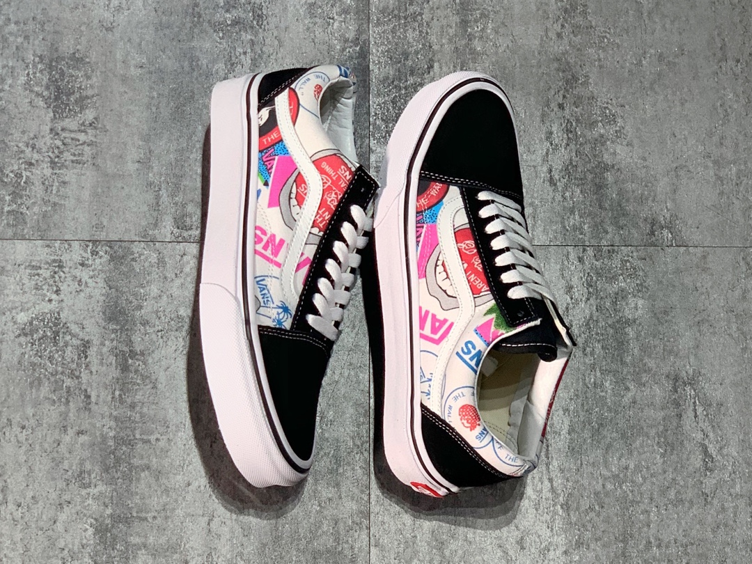 140 Vans Old Skool 彩色印花 高帮硫化板鞋