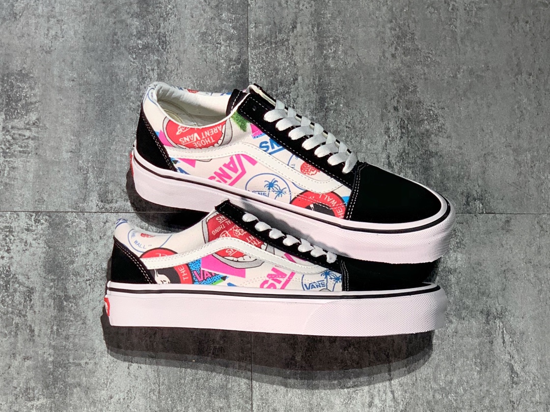 140 Vans Old Skool 彩色印花 高帮硫化板鞋