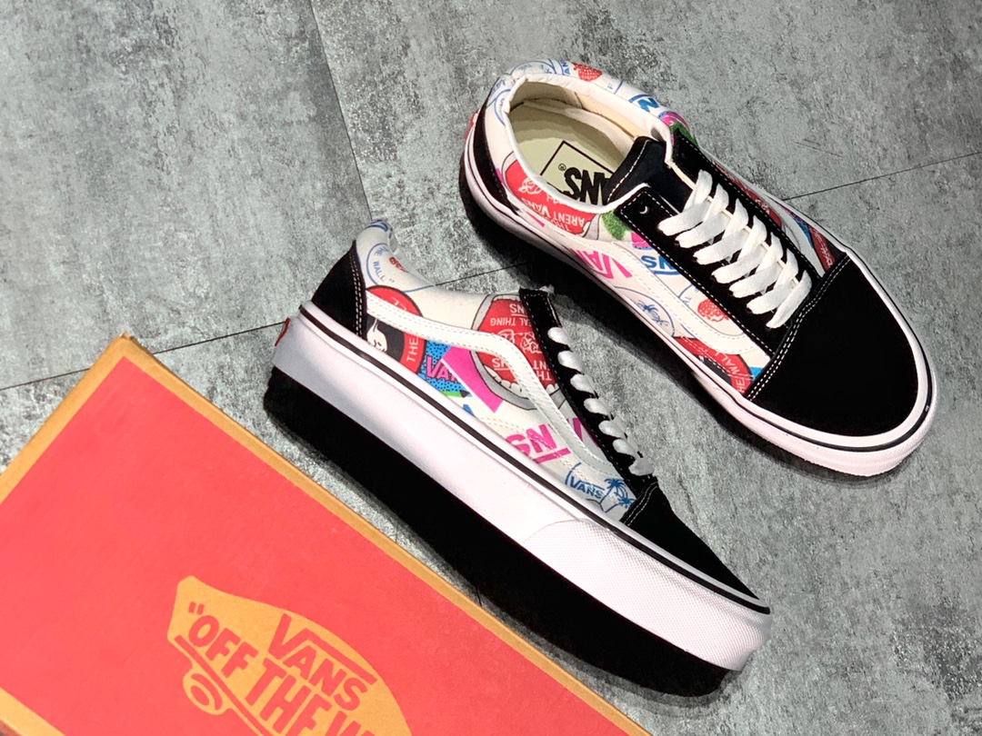 140 Vans Old Skool 彩色印花 高帮硫化板鞋