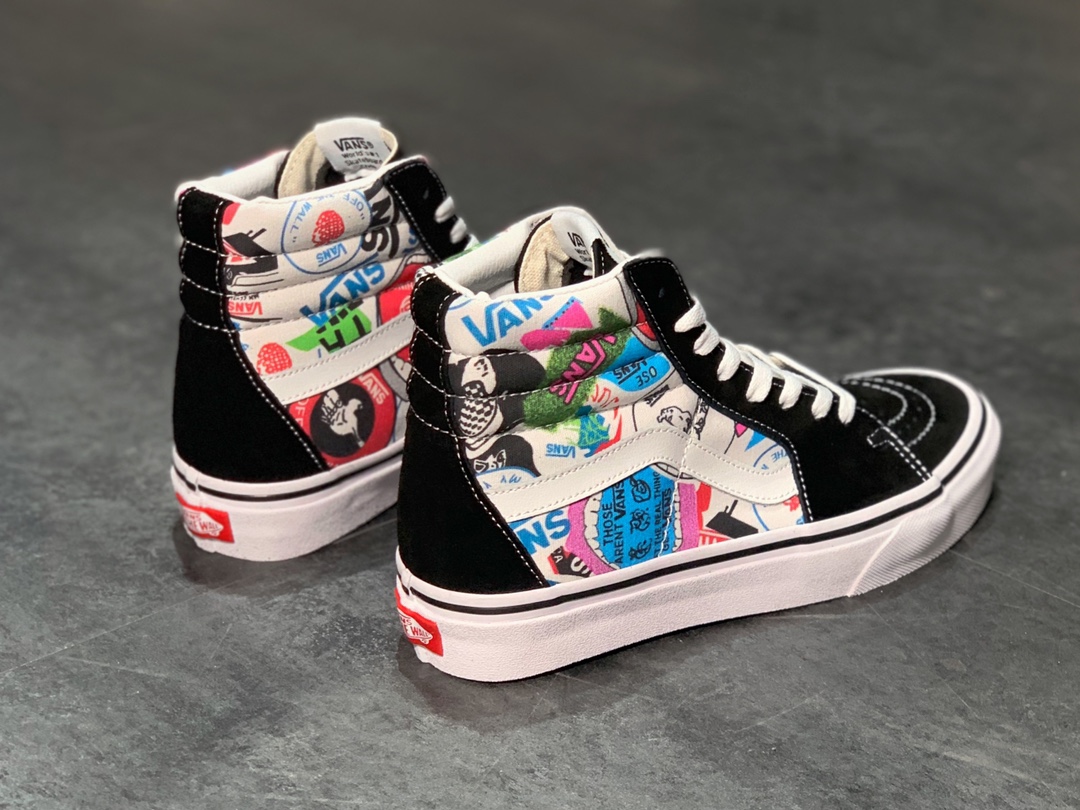 150 Vans SK8-Hi 彩色印花 高帮硫化板鞋