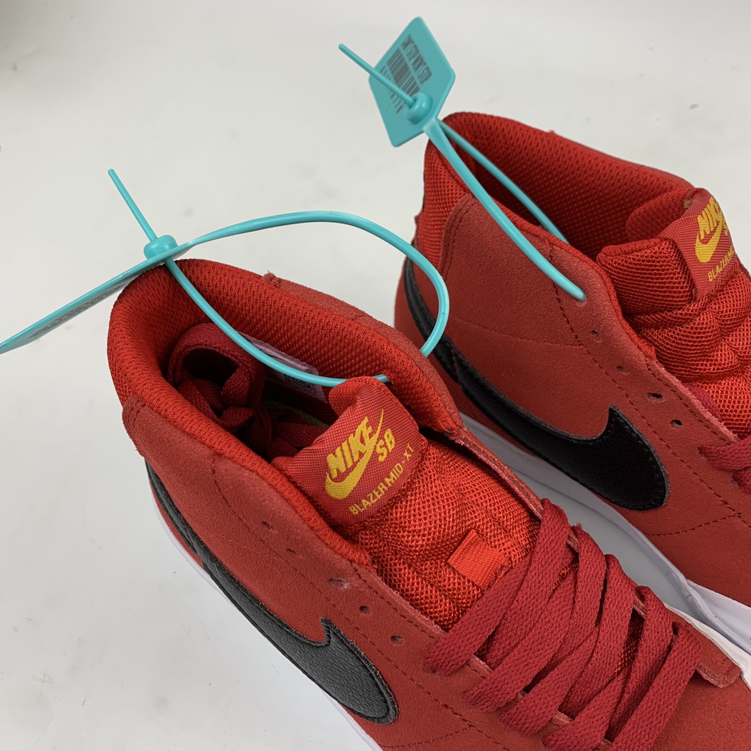 190 Nk SB Zoom Blazer Mid Xt SB 半月包头 红黑鲨鱼 内置气垫男女开拓者潮流滑板鞋 876872-607