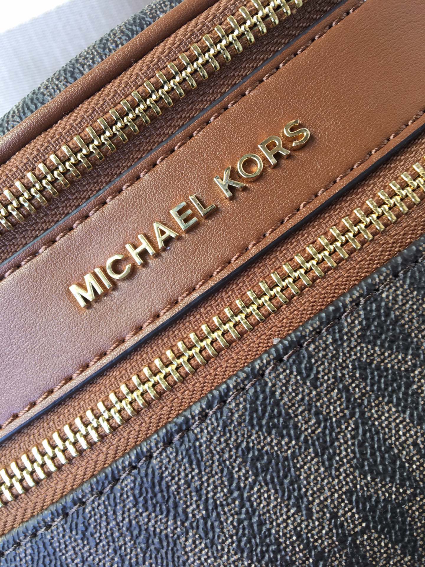 Michael Kors Michael kors mk新款 老花男女士腰包，棕色，白色，尺寸36×15×6