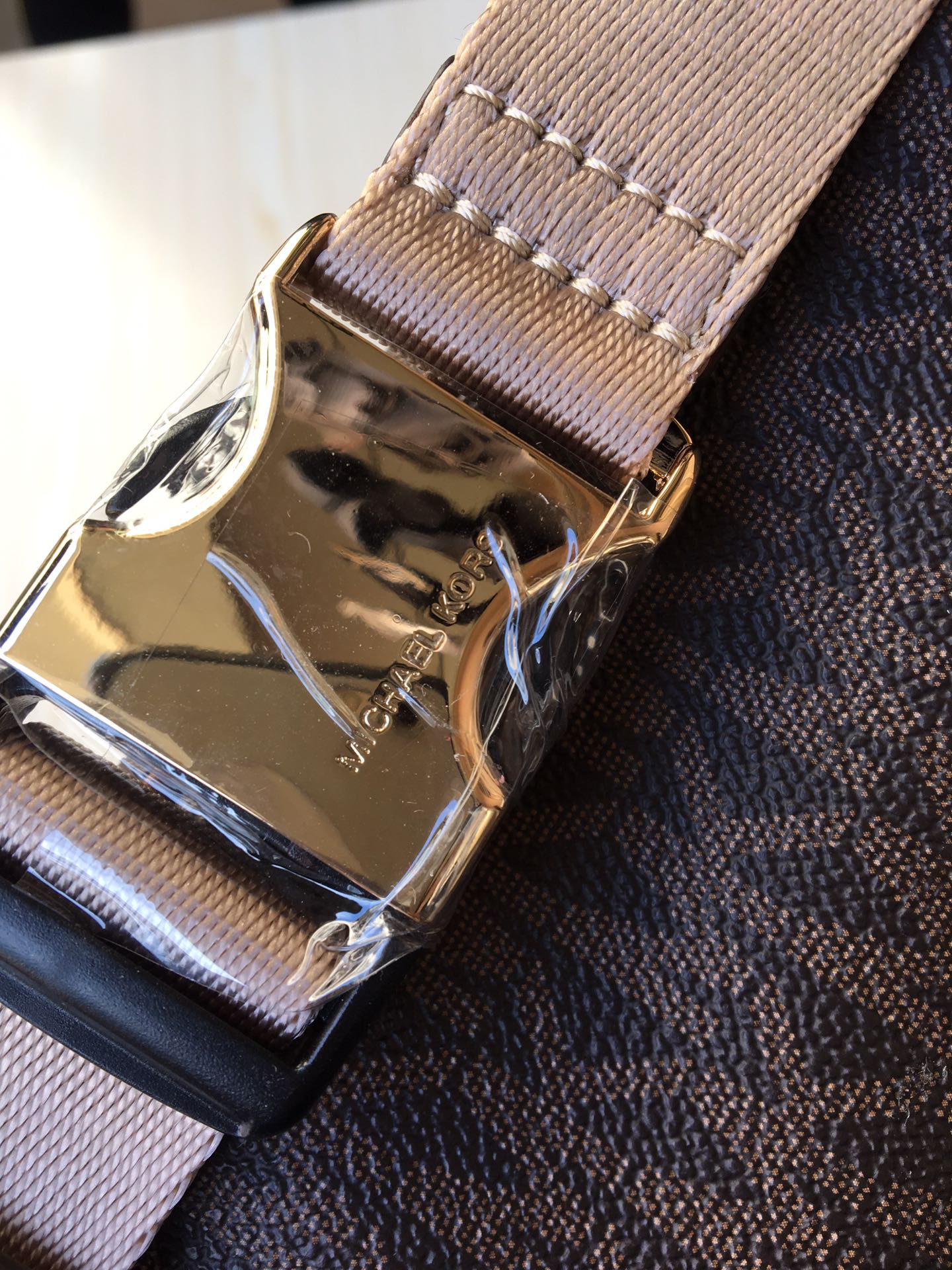 Michael Kors Michael kors mk新款 老花男女士腰包，棕色，白色，尺寸36×15×6