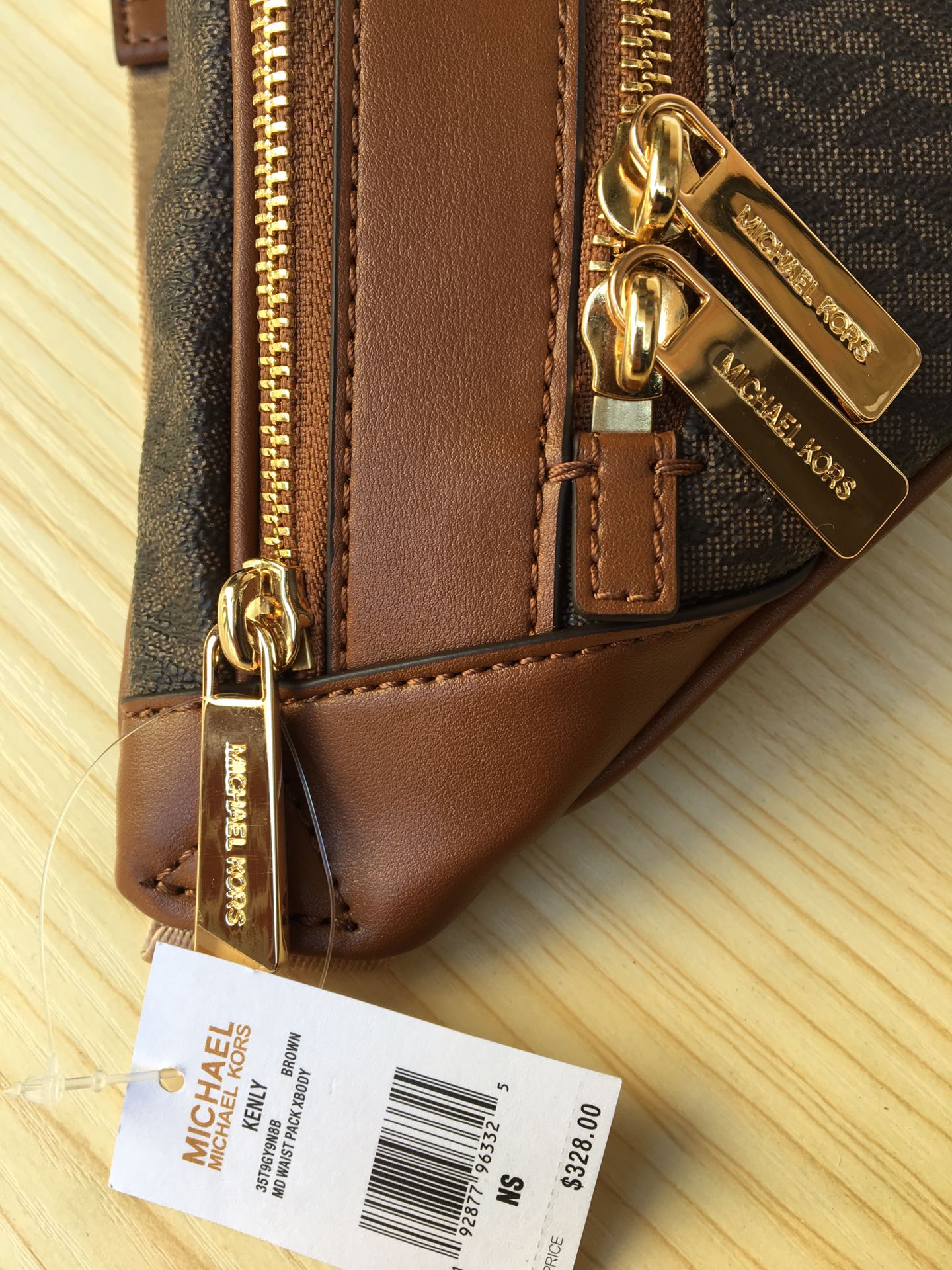 Michael Kors Michael kors mk新款 老花男女士腰包，棕色，白色，尺寸36×15×6