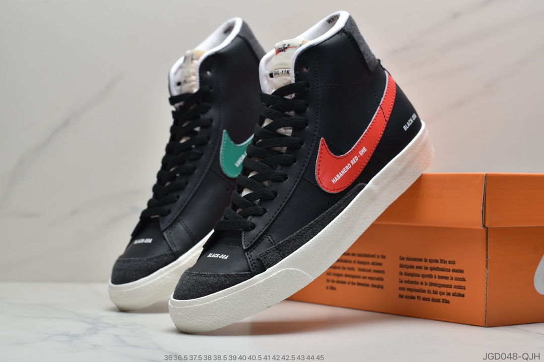 180 耐克Nike Blazer Mid '1977 Vintage”Color Code”经典开拓者高帮百搭休闲运动板鞋“皮革黑左右非对称钩子”DA2142-046