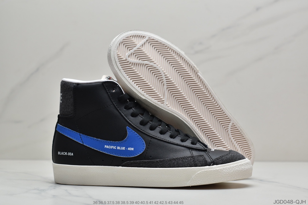 180 耐克Nike Blazer Mid '1977 Vintage”Color Code”经典开拓者高帮百搭休闲运动板鞋“皮革黑左右非对称钩子”DA2142-046