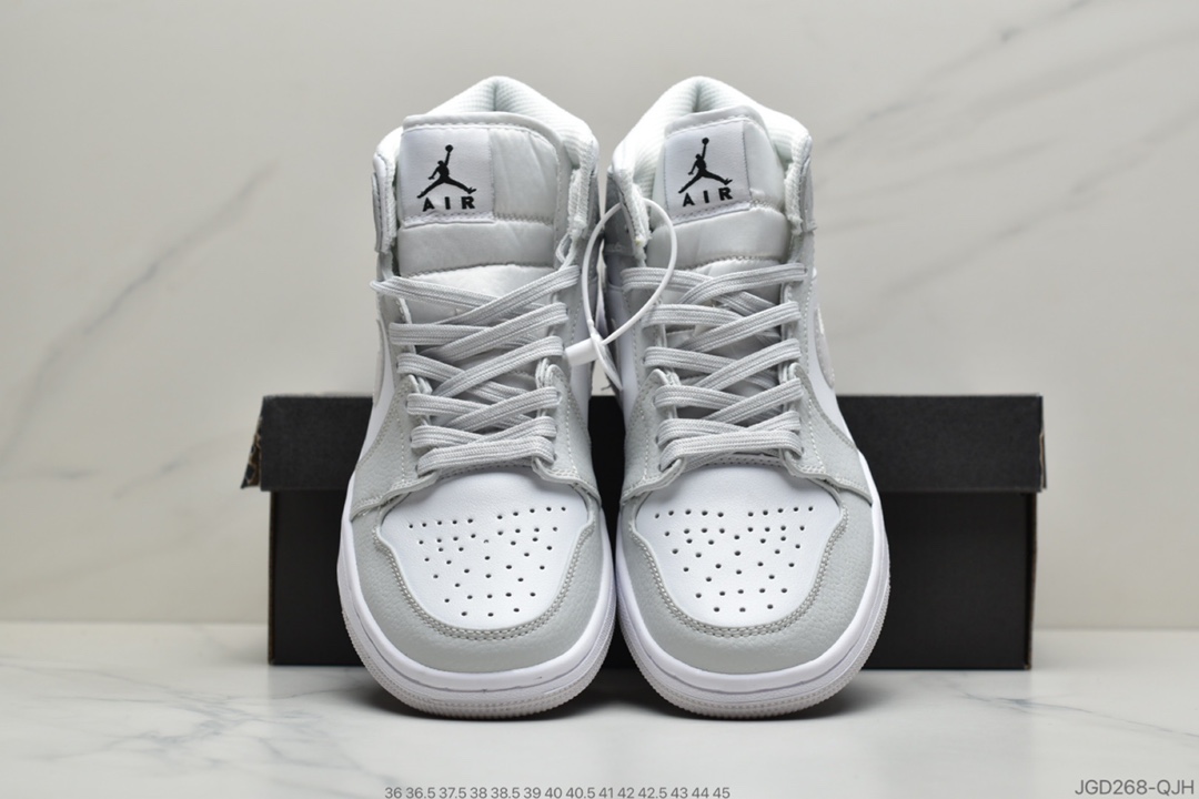 180 公司级耐克NIKE Air Jordan 1 Retro Mid”White Camo”AJ1运动篮球鞋“白灰迷彩”DC9035-100