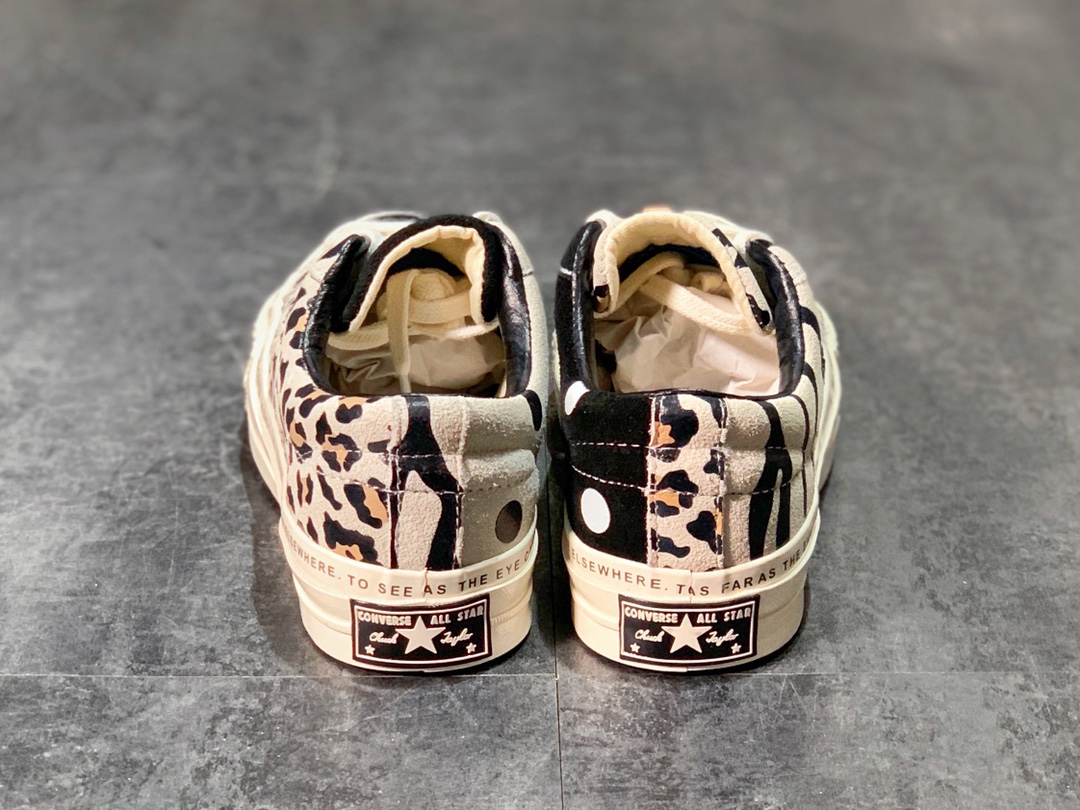 160  Brain Dead x Converse 匡威脑死亡联名豹纹黑白鸳鸯低帮帆布鞋