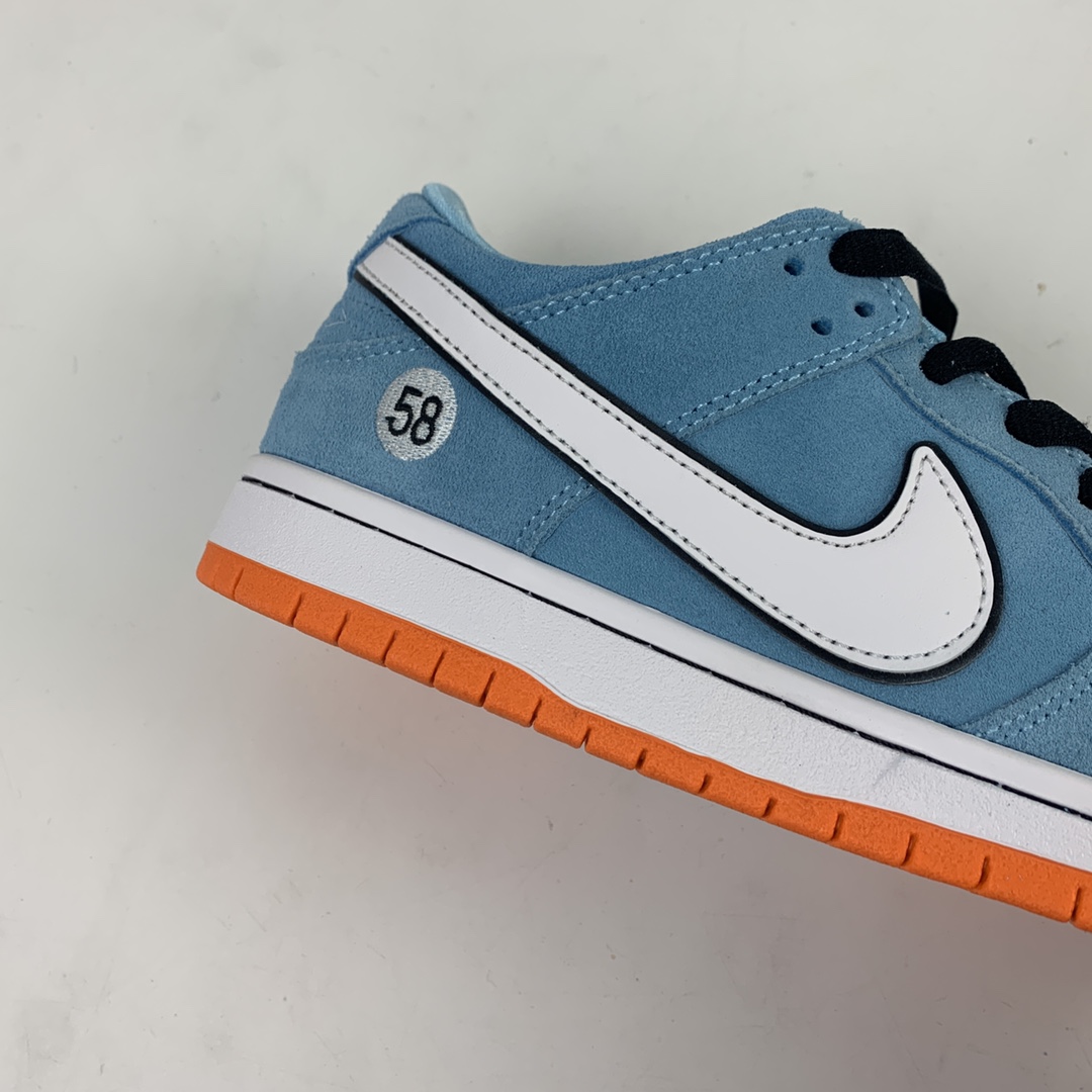 200 WE CLUB 58 x Nk SB Dunk Low Pro”Club 58 Gulf”扣篮系列低帮休闲运动滑板板鞋“麂皮浅海蓝白58”BQ6817-401