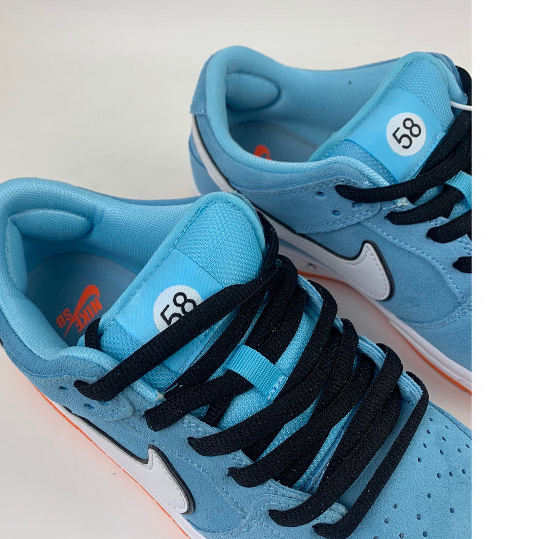 200 WE CLUB 58 x Nk SB Dunk Low Pro”Club 58 Gulf”扣篮系列低帮休闲运动滑板板鞋“麂皮浅海蓝白58”BQ6817-401