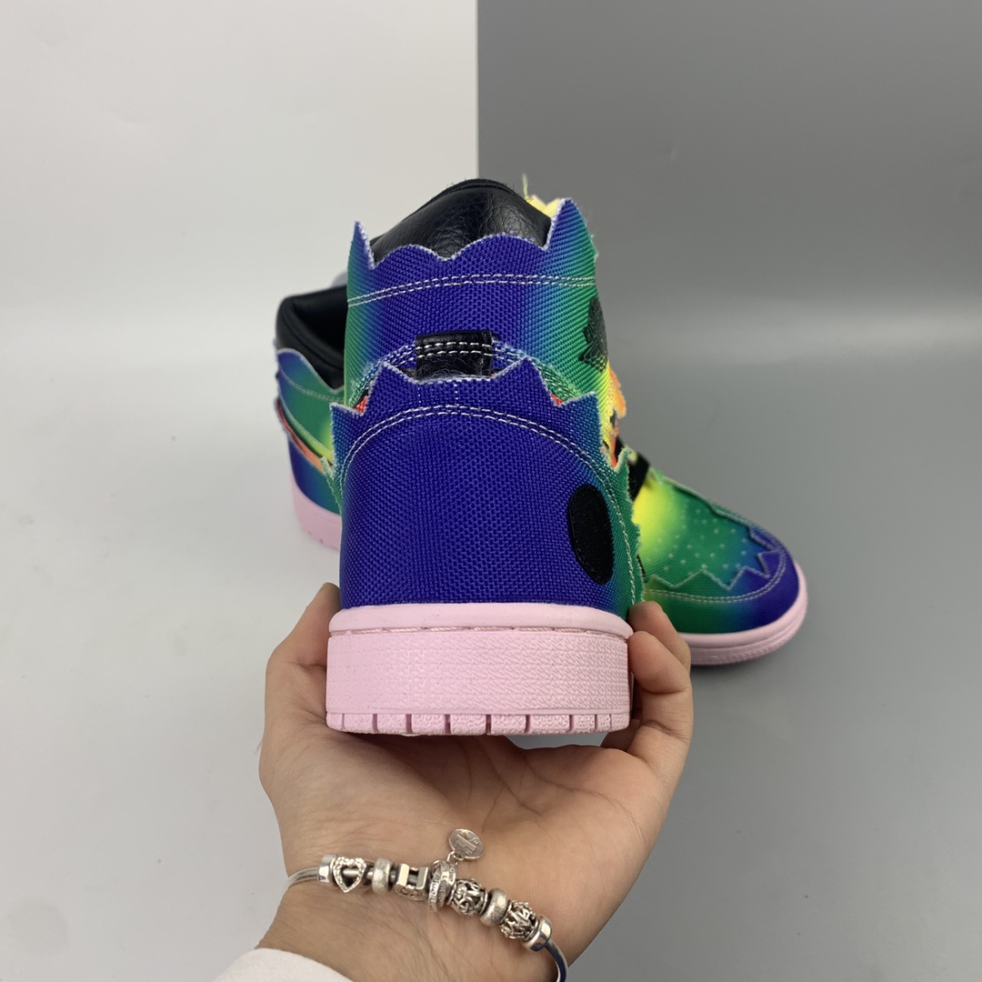 300 J Balvin x Nk Air Jordan 1 Retro High OG”Multi-Color ”AJ1代经典复古经典高帮百搭文化篮球鞋“ 渐变彩虹扎染”DC3481-900