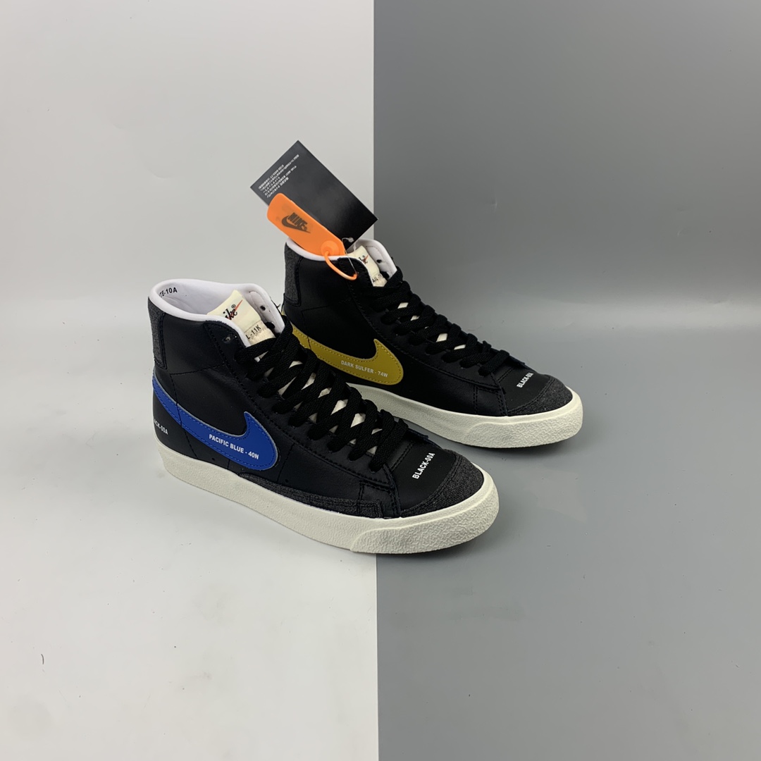 200 Nk Blazer Mid '1977 Vintage”Color Code”经典开拓者高帮百搭休闲运动板鞋“皮革黑左右非对称钩子”DA2142-048