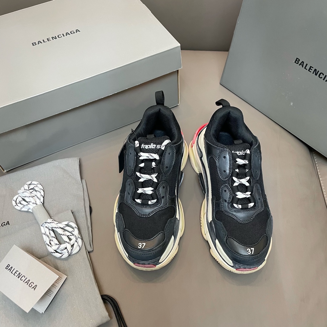 Balenciaga negro y rojo · Balenciaga 2021ss nuevo color triles zapatos deportivos para papá con suela gruesa y realce e…