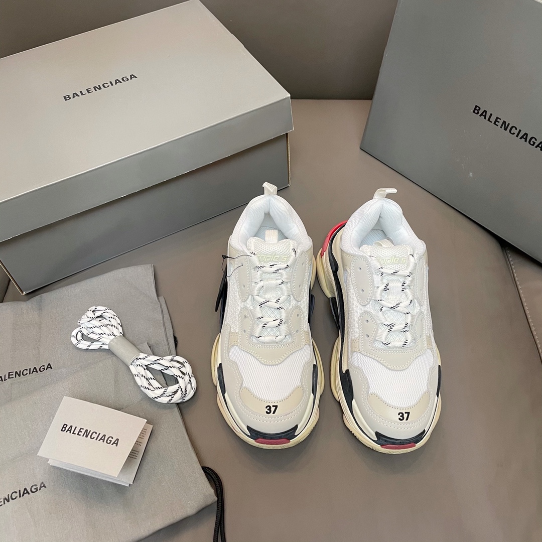 Balenciaga blanco y rojo · Balenciaga 2021ss nuevo color triles zapatos deportivos para papá con suela gruesa y realce …