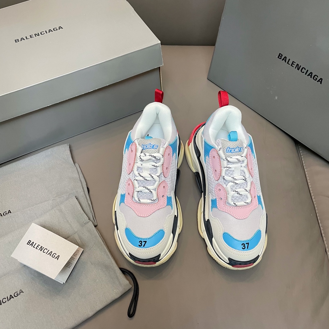 Balenciaga azul y rosa · Balenciaga 2021ss nuevo nuevo color triles zapatos deportivos para papá con suela gruesa y rea…