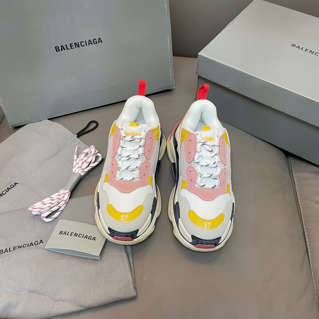 Balenciaga amarillo y rosa · Balenciaga 2021ss nuevo color triles zapatos deportivos para papá con suela gruesa y realc…