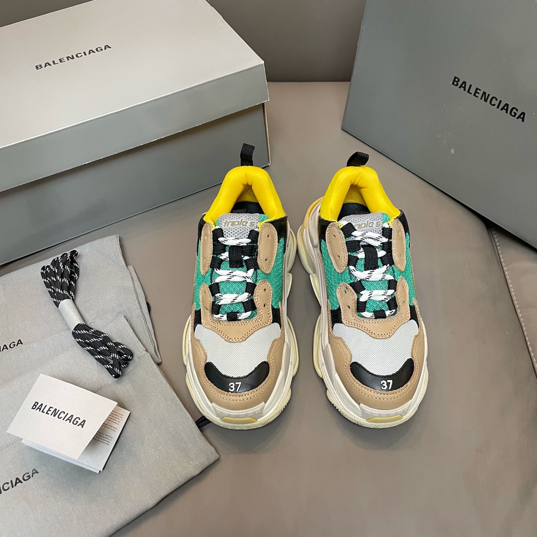 Balenciaga amarillo-verde · Balenciaga 2021ss nuevo color triles zapatos deportivos para papá con suela gruesa y realce…