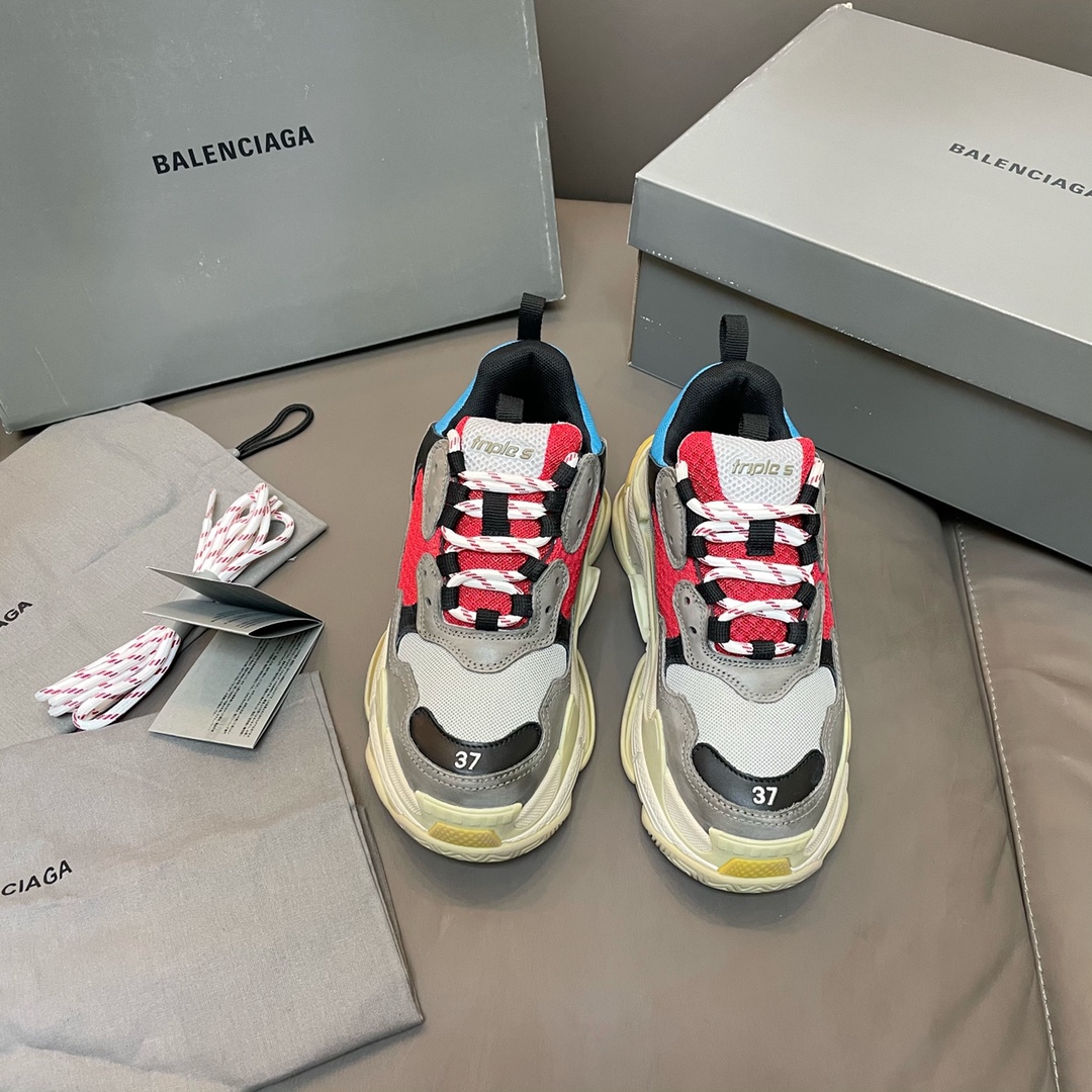 Balenciaga azul y rojo · Balenciaga 2021ss nuevo color triles zapatos deportivos para papá con suela gruesa y realce ed…