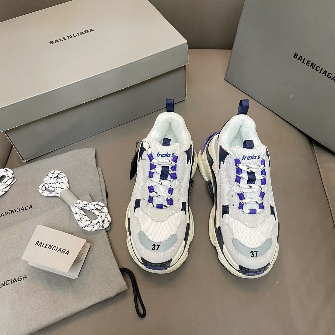 Balenciaga blanco y morado · Balenciaga 2021ss nuevo color triles zapatos deportivos para papá con suela gruesa y realc…