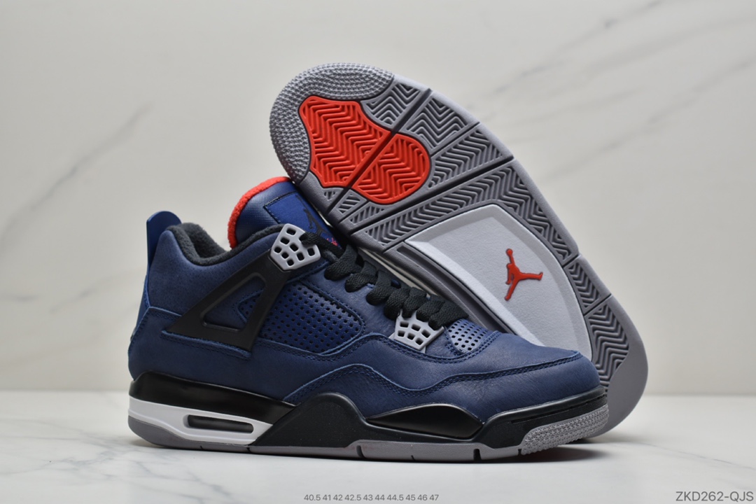 270 公司级 Air Jordan 4 WNTR”Loyal Blue”迈克尔·乔丹AJ4代中帮复古休闲运动文化篮球鞋“小阿姆黑蓝毛巾公牛”CQ9597-401