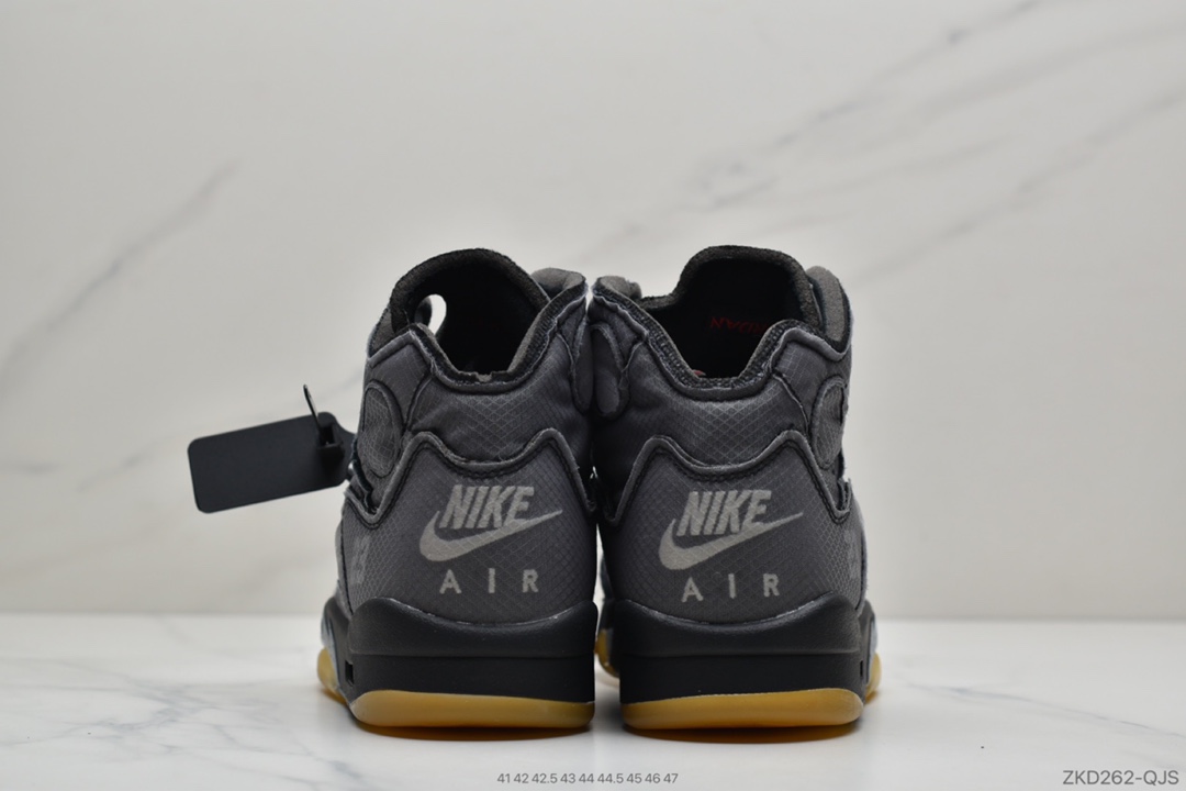270 公司级 Off-White x Air Jordan Retro 5”Black/Muslin-Fire Red” 黑蝉翼 CT8480-001