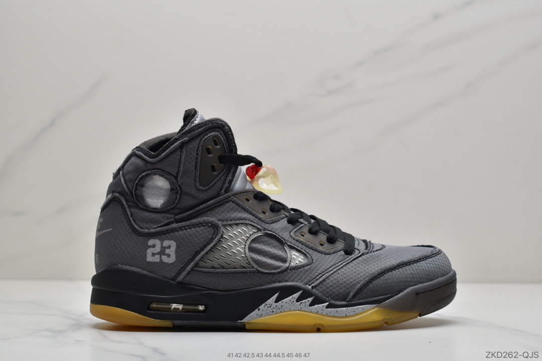 270 公司级 Off-White x Air Jordan Retro 5”Black/Muslin-Fire Red” 黑蝉翼 CT8480-001