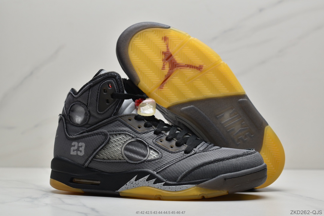 270 公司级 Off-White x Air Jordan Retro 5”Black/Muslin-Fire Red” 黑蝉翼 CT8480-001