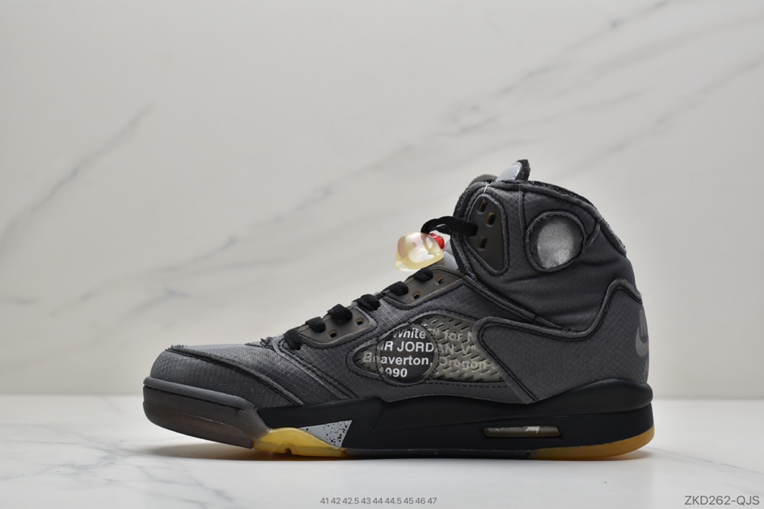 270 公司级 Off-White x Air Jordan Retro 5”Black/Muslin-Fire Red” 黑蝉翼 CT8480-001