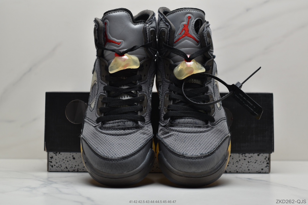 270 公司级 Off-White x Air Jordan Retro 5”Black/Muslin-Fire Red” 黑蝉翼 CT8480-001