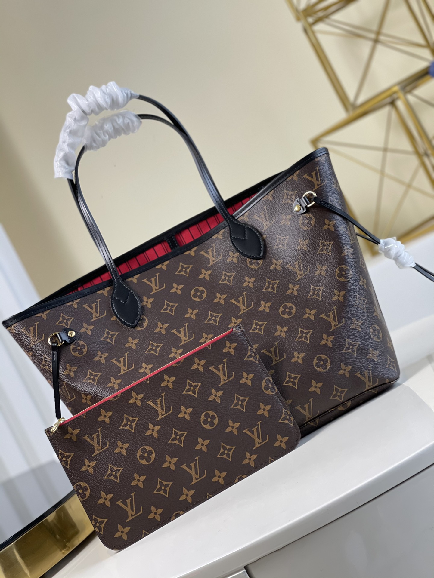 Louis Vuitton LV Neverfull Bags Handbags Canvas Fabric Vintage M48288