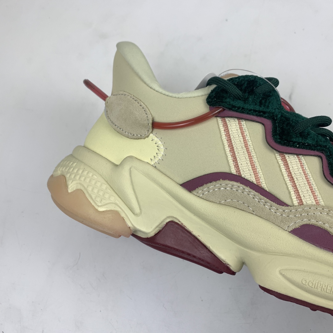 160 Adidas Originals Ozweego W 阿迪达斯三叶草复古3M反光透气跑步鞋 “磨砂卡其黄酒红暗绿”FZ1965