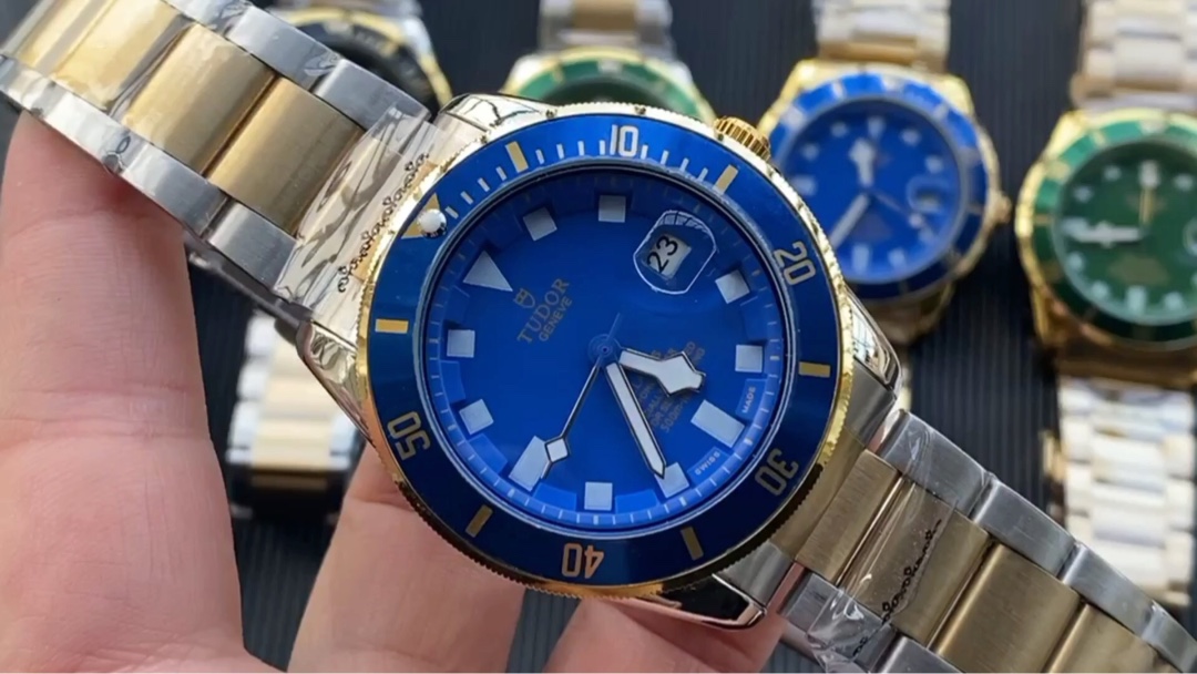 Tudor Men's Watch, Blue Dial, Stainless Steel & Gold Band, Automatic Movement