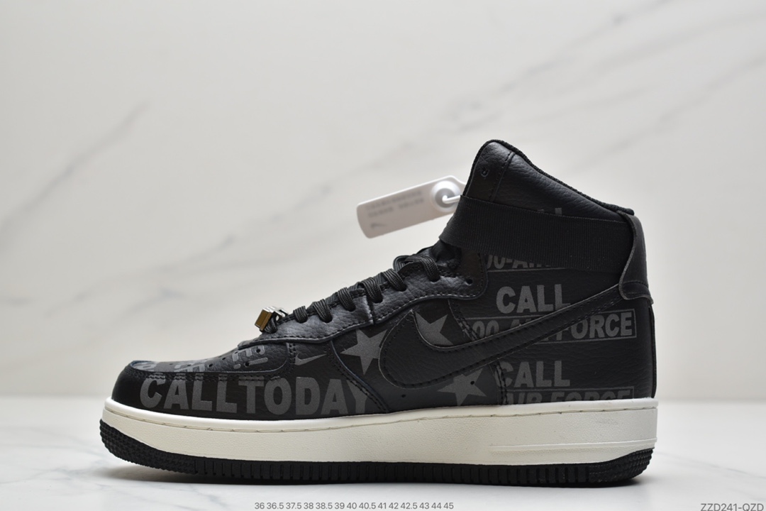 240 公司级 耐克Nike Air Force 1 '07 Premium ”Toll Free”黑色高帮 CU1414-001
