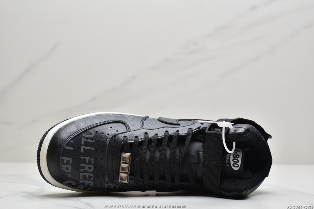 240 公司级 耐克Nike Air Force 1 '07 Premium ”Toll Free”黑色高帮 CU1414-001