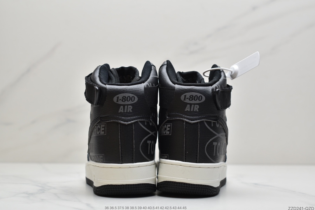 240 公司级 耐克Nike Air Force 1 '07 Premium ”Toll Free”黑色高帮 CU1414-001