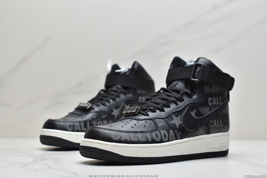 240 公司级 耐克Nike Air Force 1 '07 Premium ”Toll Free”黑色高帮 CU1414-001