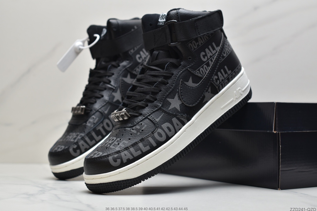 240 公司级 耐克Nike Air Force 1 '07 Premium ”Toll Free”黑色高帮 CU1414-001